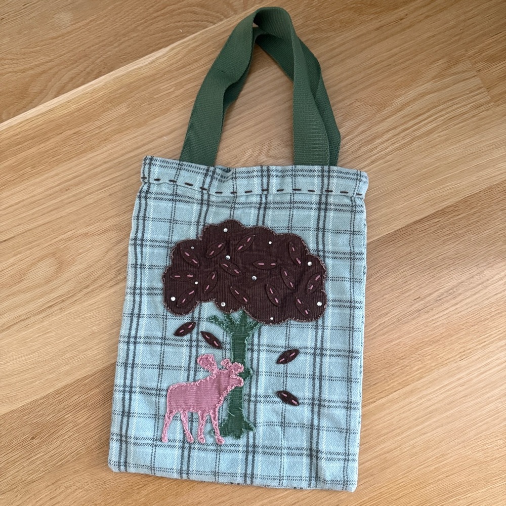 abercrombie kids Wool Check Shoulder Tote Moose Blue
